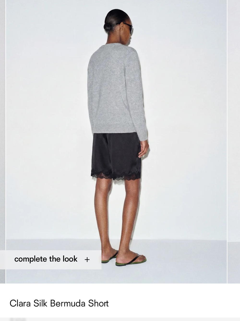 Reformation Clara Silk Bermuda Shorts — Black - Picture 4 of 4